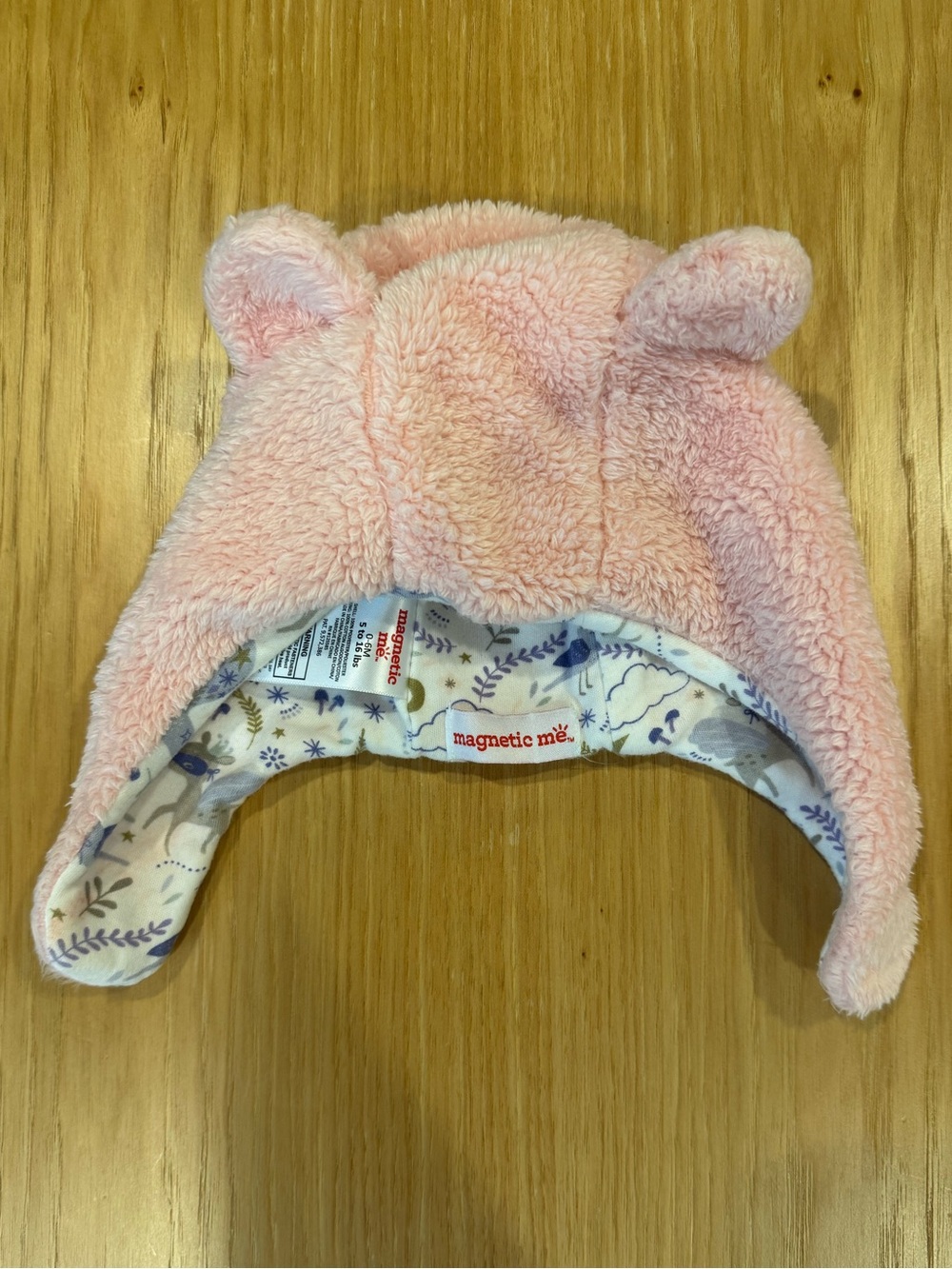 Magnetic Me Pink Plush Ear Hat, size 0-6m